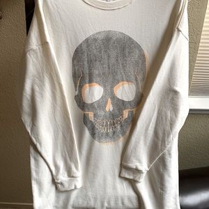 Grayson Threads Cream Gray Orange Skull Sweatshirt Dress Large